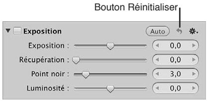 APPLE APERTURE 3.3 - Pour réinitialiser toutes les valeurs de paramètre d'un ajustement - 1