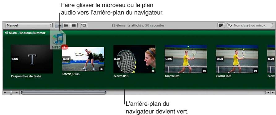 APPLE APERTURE 3.3 - Pour ajouter un clip audio à la piste audio principale de votre diaporama - 2