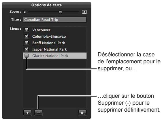 APPLE APERTURE 3.3 - Pour supprimer un emplacement de la carte - 1