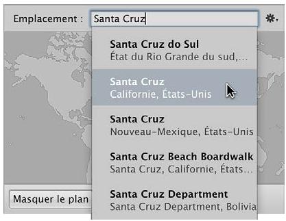 APPLE APERTURE 3.3 - Pour effectuer un zoom avant ou arrière sur la carte affichée dans la sous-fenêtre Carte de l'inspecteur d'informations - 7