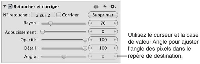 APPLE APERTURE 3.3 - Pour ajuster l'angle des pixels clonés au sein d'un repère - 2