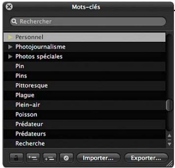 APPLE APERTURE 3.3 - Pour afficher ou masquer la palette de mots-clés - 1