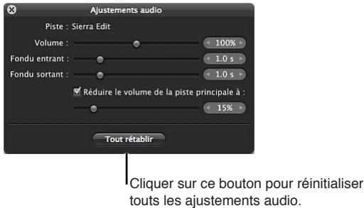 APPLE APERTURE 3.3 - Pour réinitialiser les ajustements audio - 1