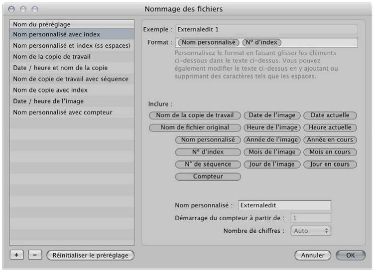 APPLE APERTURE 3.3 - Pour créer un format de nom personnalisé - 1
