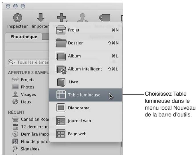 APPLE APERTURE 3.3 - Pour créer un nouvel album de type table lumineuse vide - 1