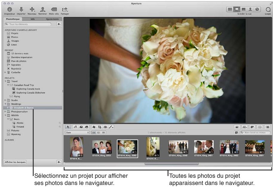 APPLE APERTURE 3.3 - Pour ouvrir un élément dans l'inspecteur de photothèque - 1