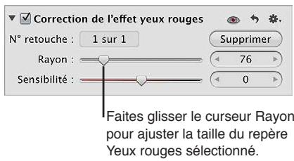 APPLE APERTURE 3.3 - Pour modifier la taille d'un repère Yeux rouges - 2