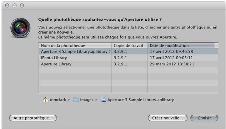 APPLE APERTURE 3.3 - Pour accéder à une autre photothèque Aperture ou iPhoto - 2