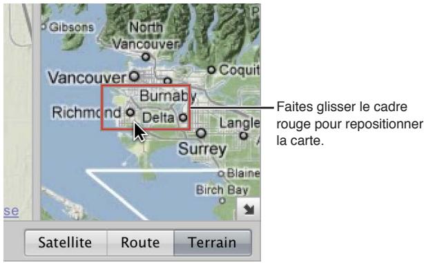 APPLE APERTURE 3.3 - Pour repositionner la carte en présentation Lieux - 1