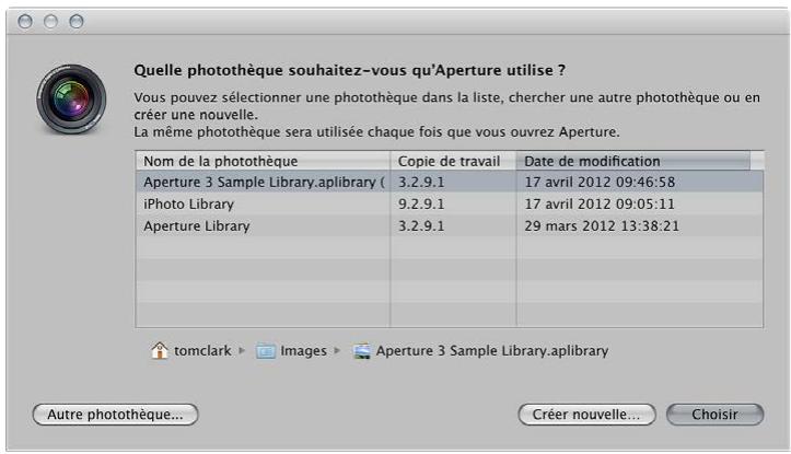 APPLE APERTURE 3.3 - Pour accéder à une autre photothèque Aperture ou iPhoto - 1