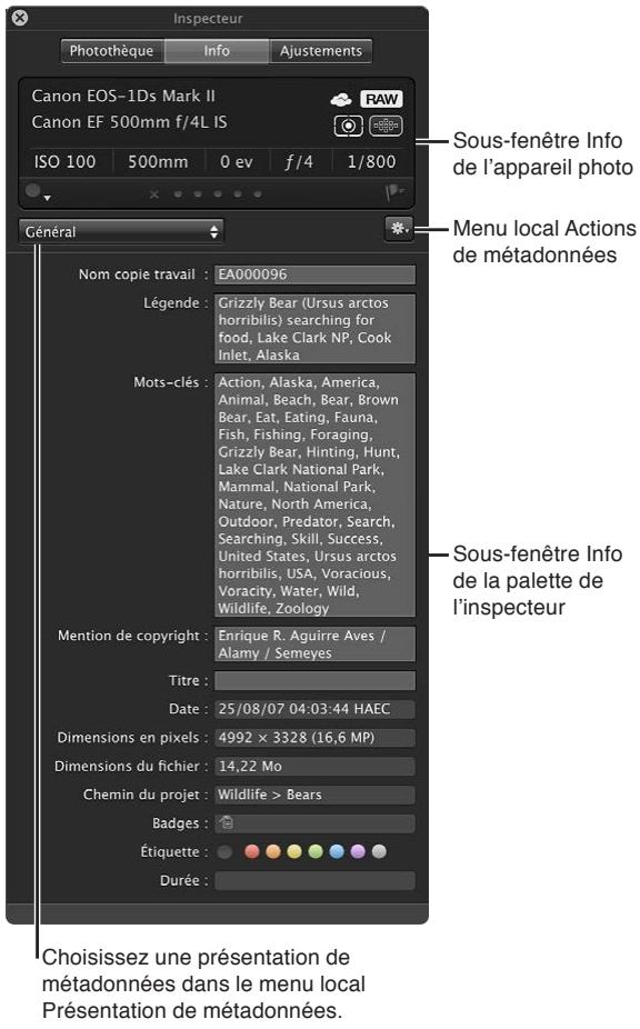APPLE APERTURE 3.3 - Affichage et modification de métadonnées dans l'inspecteur d'informations et dans la palette de l'inspecteur - 1