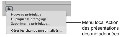 APPLE APERTURE 3.3 - Pour créer une nouvelle présentation de métadonnées - 1