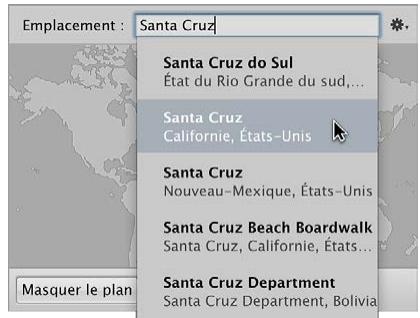 APPLE APERTURE 3.3 - Pour effectuer un zoom avant ou arrière sur la carte affichée dans la sous-fenêtre Carte de l'inspecteur d'informations - 3