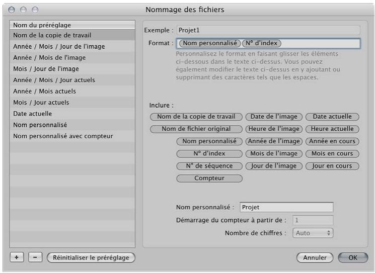 APPLE APERTURE 3.3 - Pour créer un préréglage de nom de dossier - 1