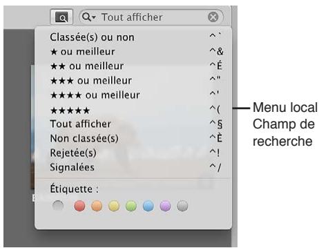 APPLE APERTURE 3.3 - Recherches rapides à l'aide du champ de recherche du menu local - 1