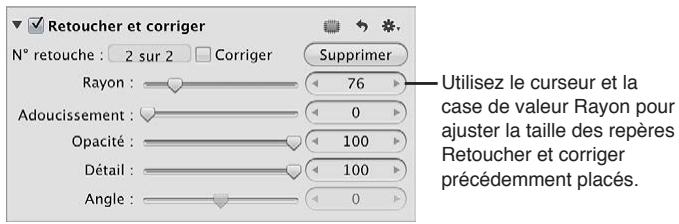 APPLE APERTURE 3.3 - Pour modifier la taille d'un repère Retoucher et corriger - 2