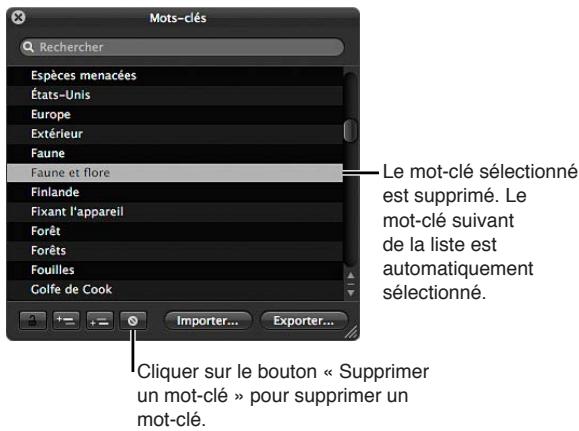 APPLE APERTURE 3.3 - Pour supprimer un mot-clé ou un groupe de mots-clés de la bibliothèque - 2