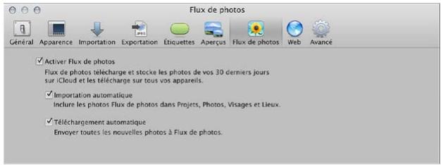 APPLE APERTURE 3.3 - Pour configurer Aperture afin qu'il téléchargé automatiquement des photos vers et depuis Flux de photos - 1