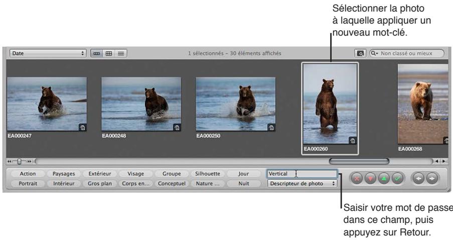 APPLE APERTURE 3.3 - Pour assigner un nouveau mot-clé à l'aide des commandes de mots-clés - 1