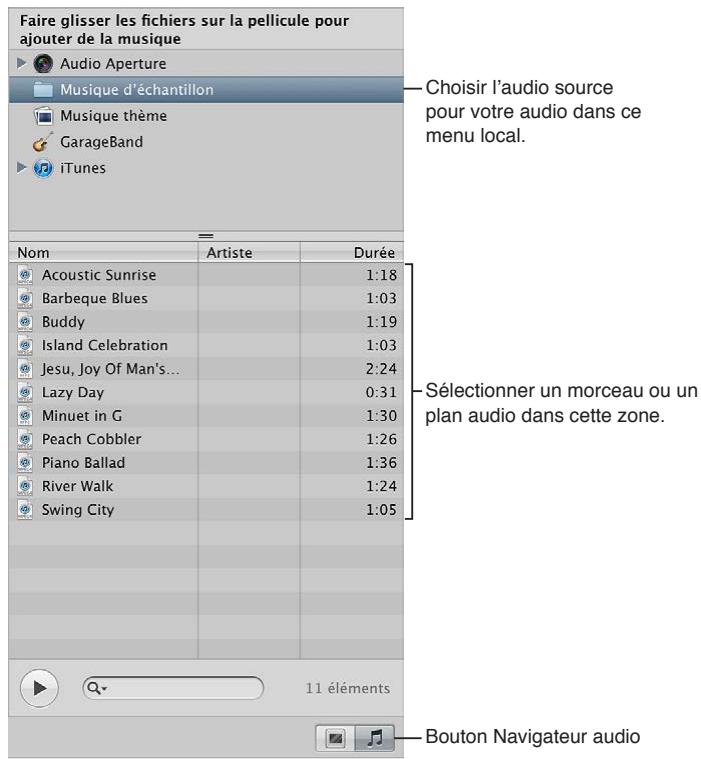 APPLE APERTURE 3.3 - Pour ajouter un clip audio à la piste audio secondaire de votre diaporama - 1