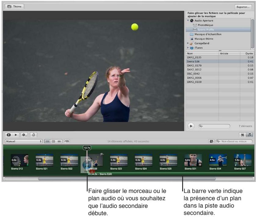 APPLE APERTURE 3.3 - Pour ajouter un clip audio à la piste audio secondaire de votre diaporama - 2