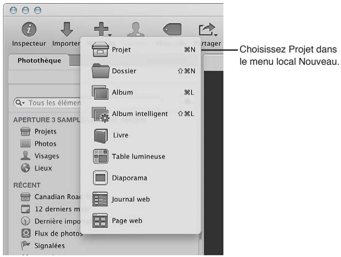 APPLE APERTURE 3.3 - Pour créer un nouveau projet - 1