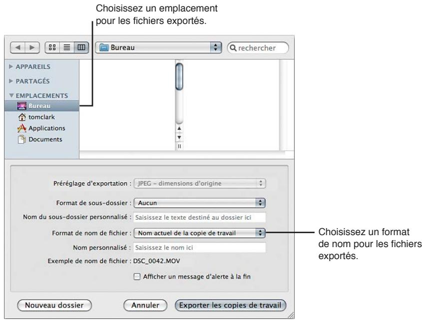 APPLE APERTURE 3.3 - Pour exporter des copies de travail de clips audio et vidéo - 1