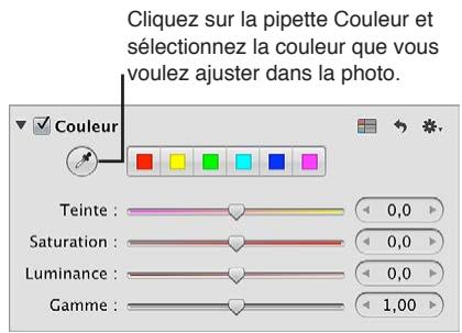 APPLE APERTURE 3.3 - Pour ajuster la valeur d'une couleur personnalisée dans une image - 1