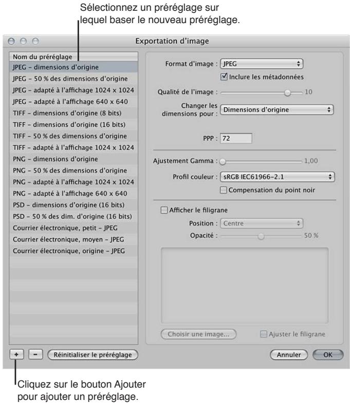 APPLE APERTURE 3.3 - Création d'un préréglage d'exportation - 1