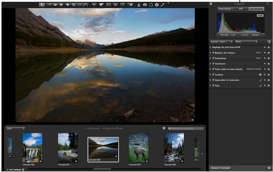 APPLE APERTURE 3.3 - Utilisation des palettes en présentation Plein écran - 1