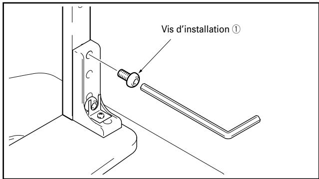 PIONEER PDK-1011 - Fixer la colonne de support au support avec les vis d'installation ① sur le côté gauche et sur le côté droit du support. - 1