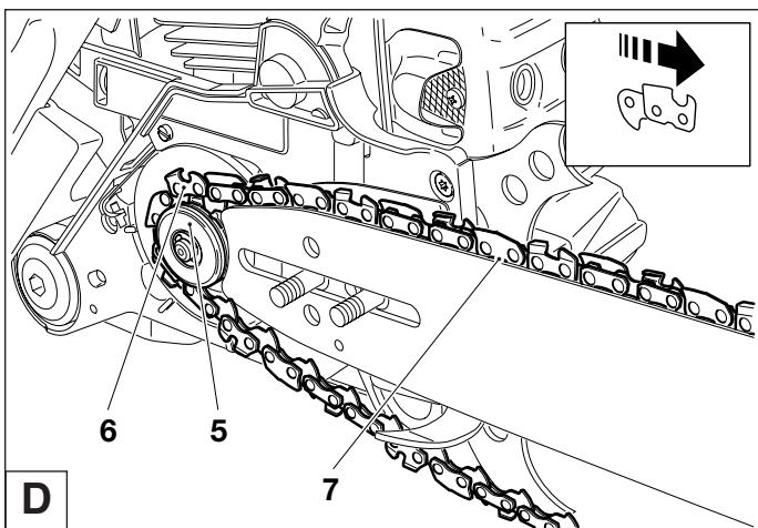DOLMAR PS-6400 C - Mounting the guide bar and saw chain - 2