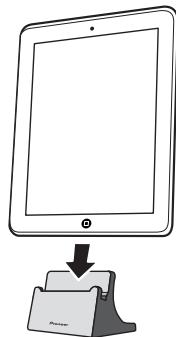 PIONEER X-CM31-W - Placez l'iPod/iPhone/iPad sur le support. - 1