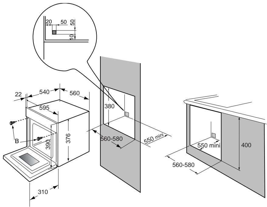 DE DIETRICH DME399XE1 - Dimensiones útiles para encasar elorno - 1