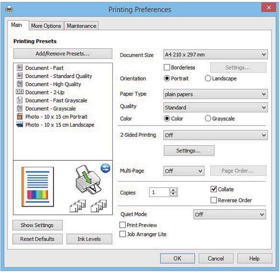 EPSON EXPRESSION XP-235 - Onglet principal - 1