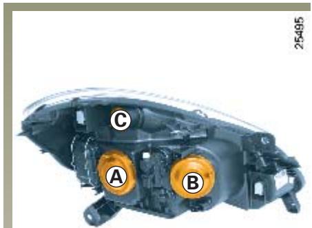 RENAULT CLIO 3 PHASE 1 - PROJECTEURS AVANT AVEC LAMPES AU XÉNON : remplacement des lampes - 1