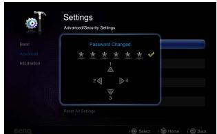 BENQ GP10 - Modification du mot de passe - 1