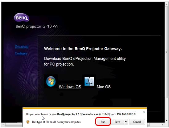 BENQ GP10 - Afficher l'écran du PC sur le projecteur sans fil - 6