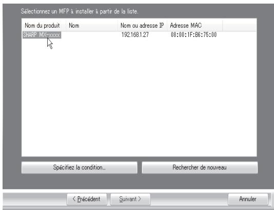 SHARP MX-M753U - Les imprimantes en réseau sont détectées. sélectionnez la machine et cliquez sur le bouton [suivant]. - 1