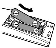 JVC RX-5040B - Plaatsen van batterijen in deafstandsbediening - 2