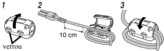 JVC UX-DM8 - Comment fixer le filtre-tore - 1