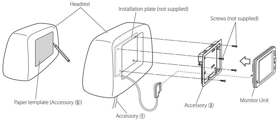 KENWOOD KOS-L432 - Before mounting the monitor to the headrest: - 1