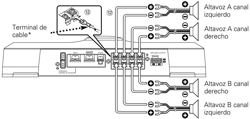 KENWOOD KAC-8401 - Conexión del cable de los altavoces - 1