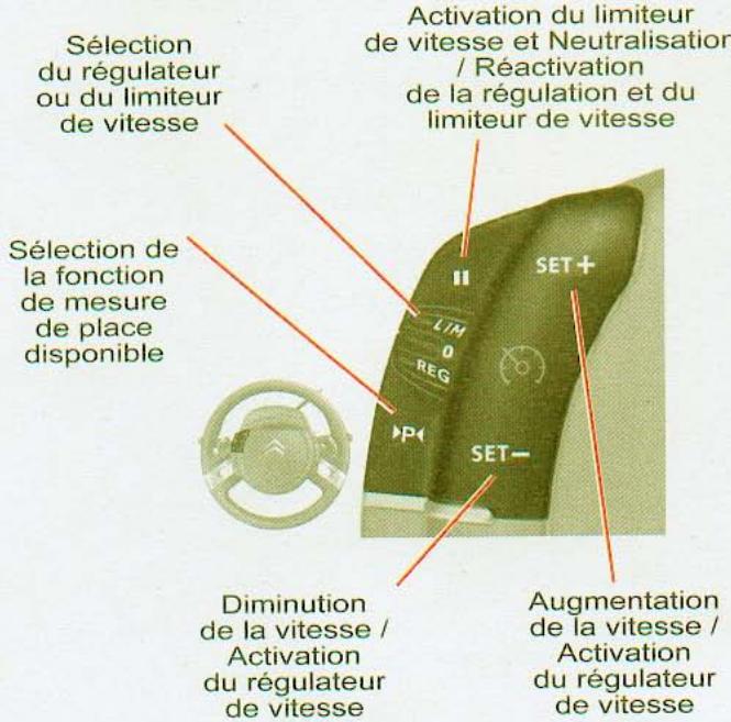 CITROEN C4 PICASSO 2006 - Commandes du régulateur et du limiteur de vitesse - 1