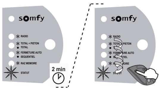 SOMFY SGA 6000 INTEGRAL PLUS - Sortir du menu réglage - 1