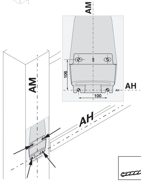 SOMFY SGA 6000 INTEGRAL PLUS - A l'aide d'un forfe t à béton de petit diamètre (4 ou 5 mm), pré-percez 4 trouss destinés à receivevoir les scellements chimiques, sur chaque pilier, aux emplacements repérés sur le gabarit. - 2
