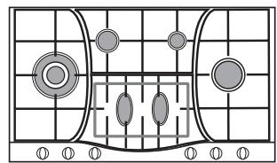 Diagram of a Go board layout with numbered positions and shaded zones for play or movement