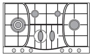 Diagram of a basketball court with marked positions and shaded areas, likely for scoring or playing game.