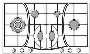 Diagram of a basketball court with marked positions and surrounding circles, likely for scoring or movement analysis.