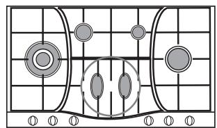 Diagram of a Go board with numbered positions and shaded zones, likely illustrating a tactical or strategic layout.